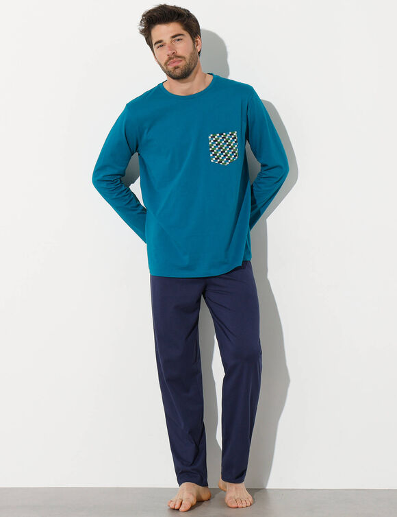 T-shirt pyjama manches longues bleu canard (bleu canard) T-shirt pyjama manches longues bleu canard (bleu canard)